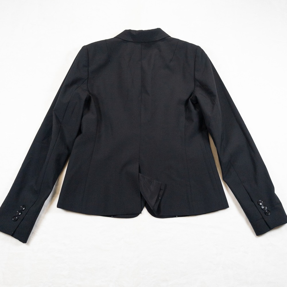 Banana Republic Wool Blazer Women 4 Black Italian Minimalist Quiet Luxury Modern - Picture 14 of 15